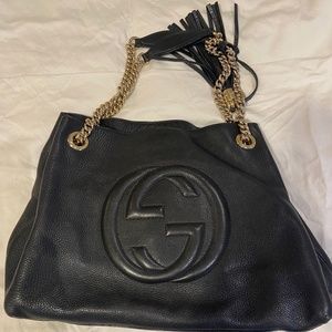 Gucci Black Pebbled Leather Soho Chain Bag Medium